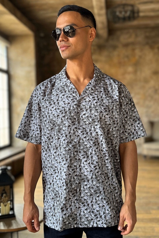 Мужская серая рубашка Dolce & Gabbana graphic-print