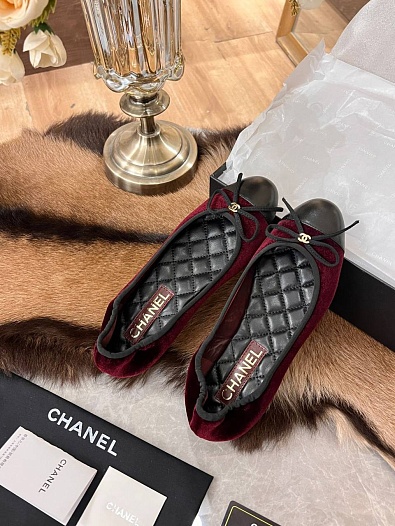 Женские балетки Chanel Flats - Black / Red   