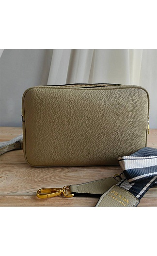 Кожаная сумка Prada Logo Shoulder 23x14 см- Beige   