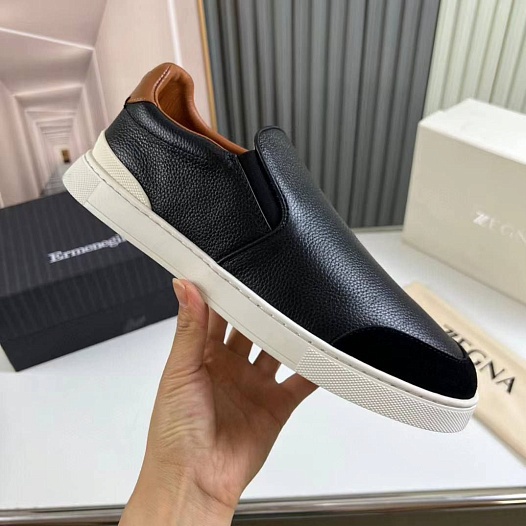 Мужские кожаные слипоны Ermenegildo Zegna   