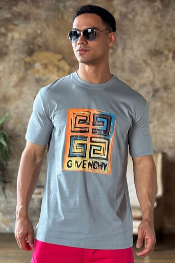 Мужская серая футболка Givenchy 4G logo print   