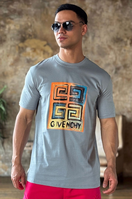 Мужская серая футболка Givenchy 4G logo print