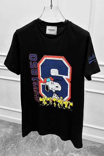 Мужская чёрная футболка Iceberg Snoopy   