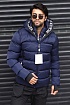 Утеплённая куртка тёмно-синего цвета Moncler logo-patch