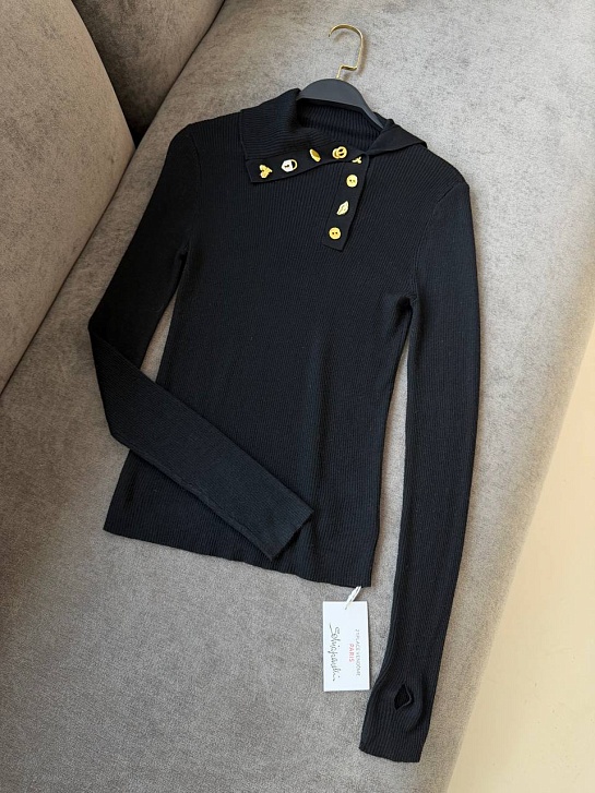 Женский трикотажный лонгслив Schiaparelli premium - Black