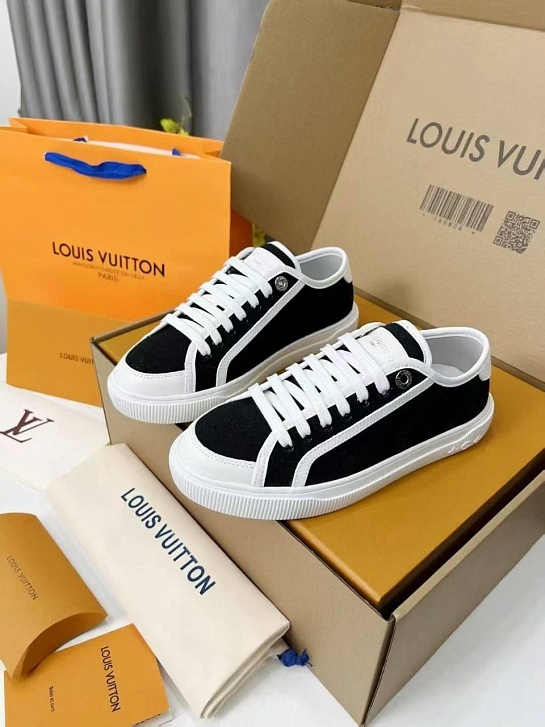 Женские комбинированные кеды Louis Vuitton Premium - Black