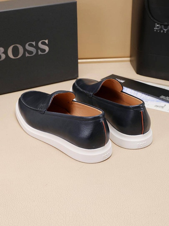 Кожаные лоферы Hugo Boss embossed logo - Navy / White