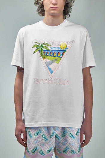 Мужская белая футболка Casablanca tennis club   