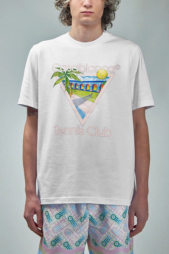 Мужская белая футболка Casablanca tennis club