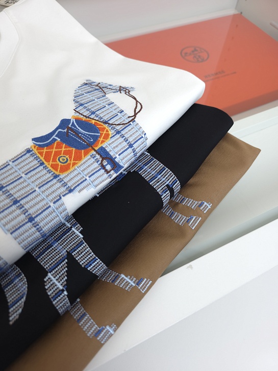 Мужская чёрная футболка Hermes premium
