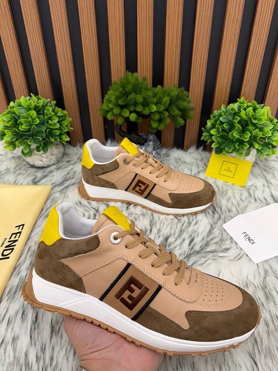 Мужские кроссовки Fendi FF logo - Brown