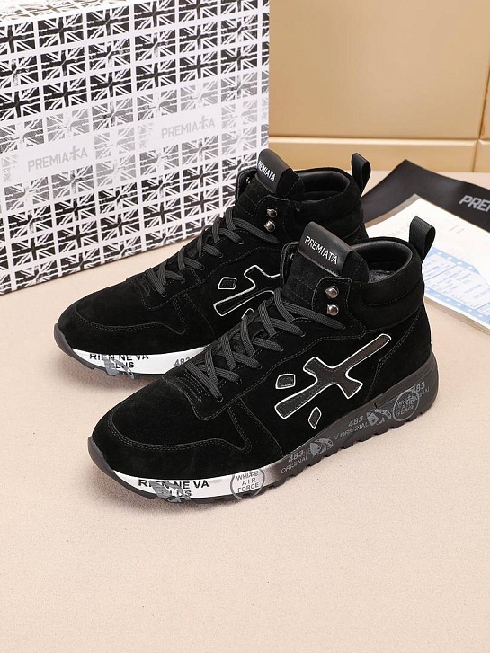 Замшевые кроссовки с мехом Premiata high-top - Black