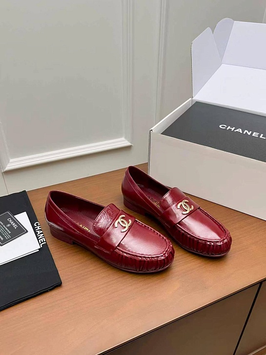 Женские кожаные лоферы Chanel premium
