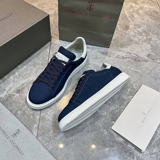Мужские кроссовки Brunello Cucinelli nubuck calfskin - Navy   
