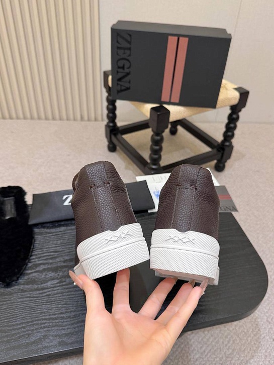 Кроссовки с мехом Ermenegildo Zegna Triple Stitch high-top