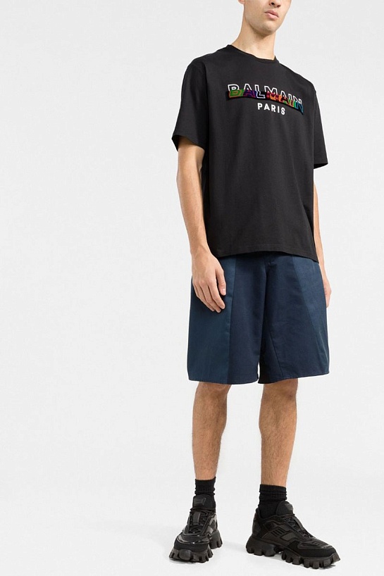 Чёрная мужская футболка Balmain textured-logo