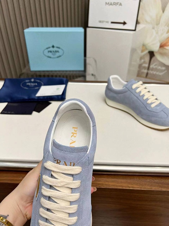 Женские замшевые кроссовки Prada Premium - Blue