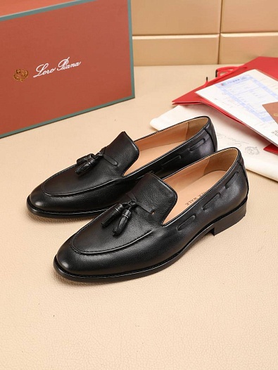 Кожаные лоферы Loro Piana tassel - Black   