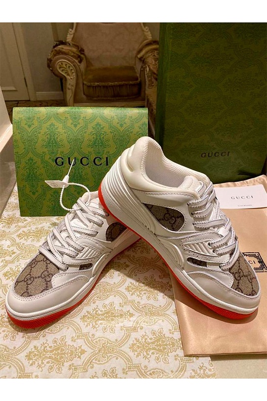 Мужские кожаные кроссовки Gucci