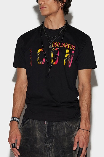 Футболка чёрного цвета Dsquared2 Icon tropical   