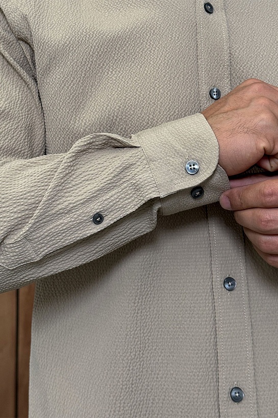 Мужская тёмно-бежевая рубашка Etro Pegasus logo