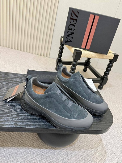 Замшевые кроссовки Zegna Triple Stitch Monte - Grey   