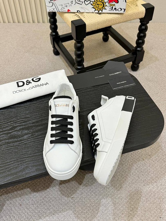 Кожаные кроссовки Dolce & Gabbana Portofino - White