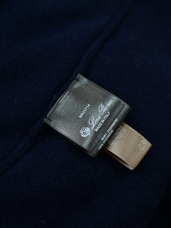 Тёмно-синее поло с длинным рукавом Loro Piana premium