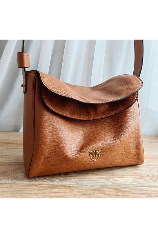 Кожаная сумка-хобо Big Leaf 30x24 см - Brown