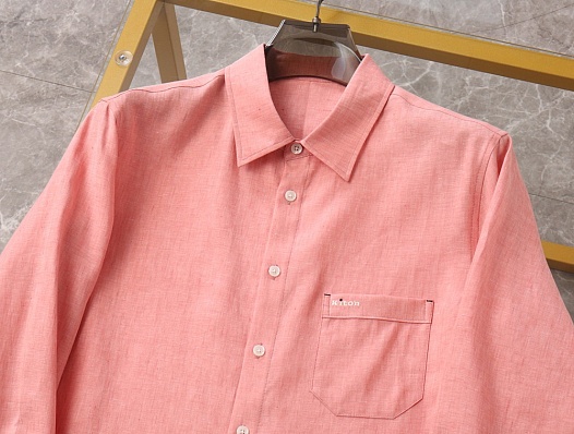 Льняная рубашка розового цвета Kiton premium   