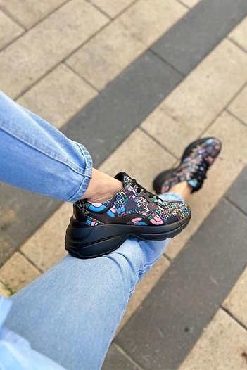 Женские кожаные кроссовки The North Face x Gucci Rhyton - Black   