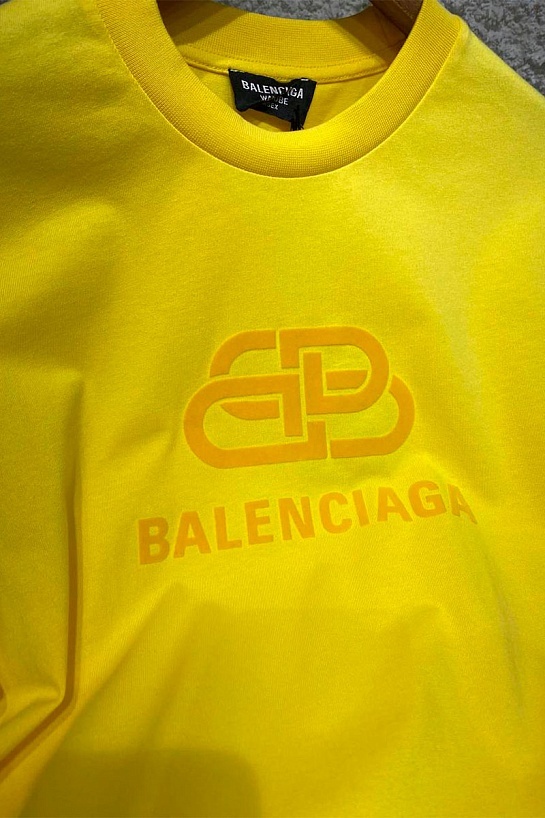 Синяя оверсайз футболка Balenciaga BB logo