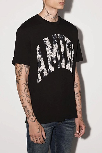 Мужская чёрная футболка Amiri Collegiate logo-print   