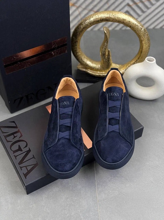 Замшевые кроссовки Zegna Triple Stitch