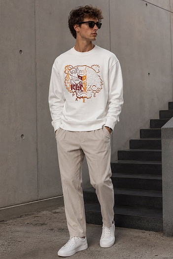 Мужской белый свитшот Kenzo Tiger Head embroidered   