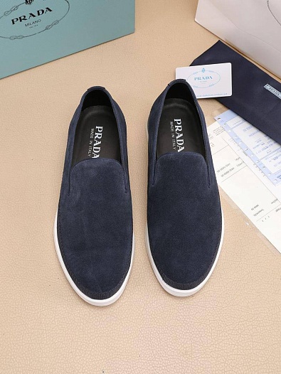 Мужские замшевые слипоны Prada Saint Tropez - Indigo   