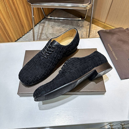 Мужские замшевые ботинки Bottega Veneta Intrecciato - Black   