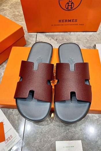 Кожаные шлёпанцы Hermes Izmir - Red   