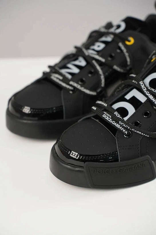 Черные кожаные кроссовки Dolce & Gabbana