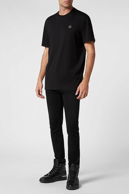 Футболка чёрного цвета Philipp Plein logo-plaque