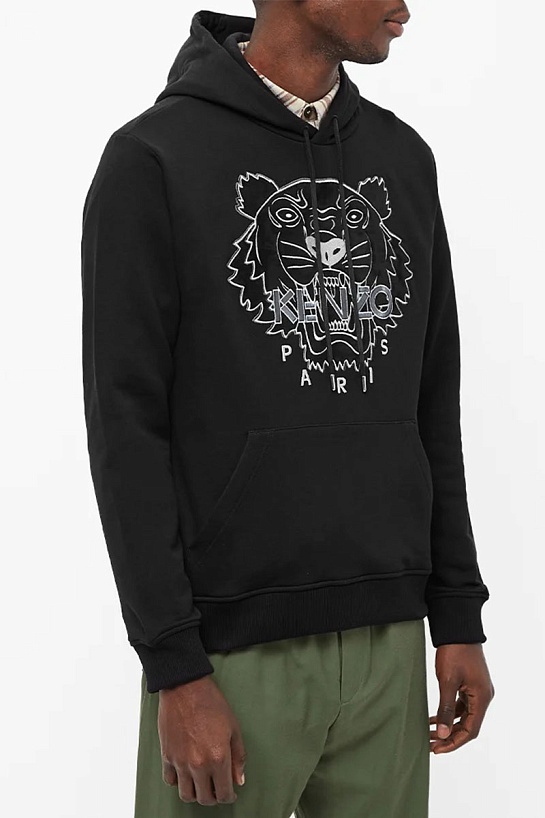 Худи чёрного цвета Kenzo Tiger logo-embroidered