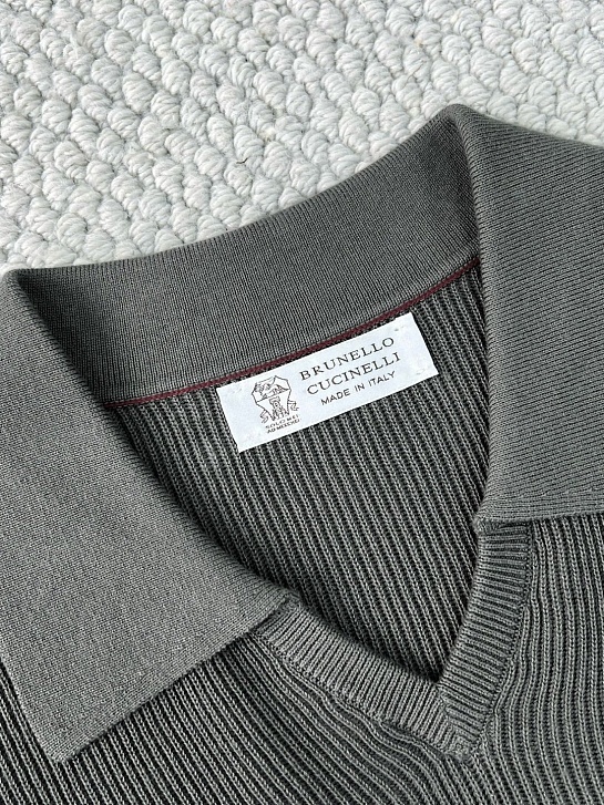 Мужское тёмно-серое поло Brunello Cucinelli Premium