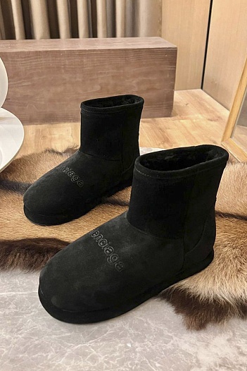 Женские ботинки с мехом Balenciaga Alaska premium - Black   