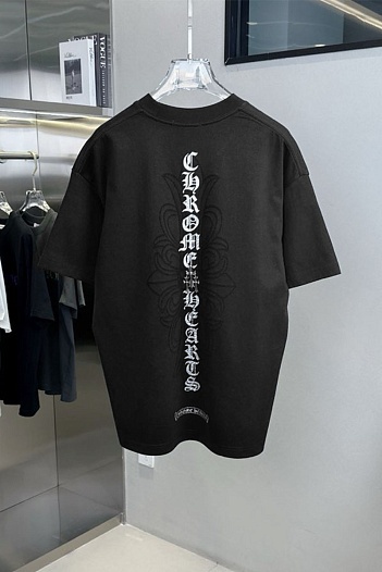 Тёмно-серая оверсайз футболка Chrome Hearts Premium   