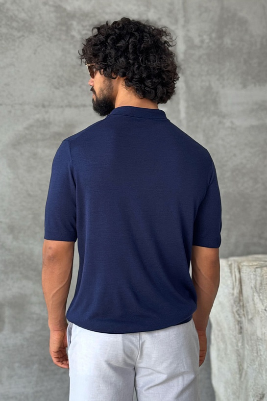 Мужское поло Stefano Ricci Eagle zip-neck - Navy
