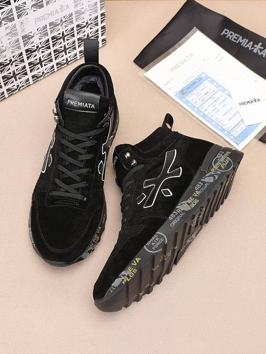 Замшевые кроссовки с мехом Premiata high-top - Black