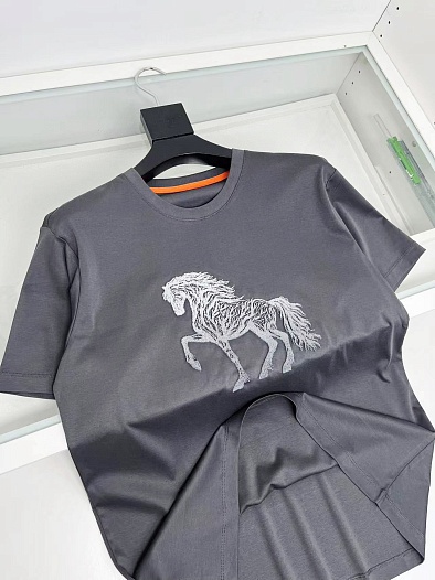Мужская футболка Hermes horse logo - Grey   