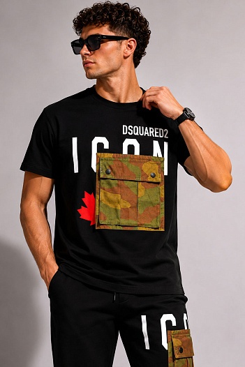 Мужская футболка Dsquared2 Camo Pocket - Black   