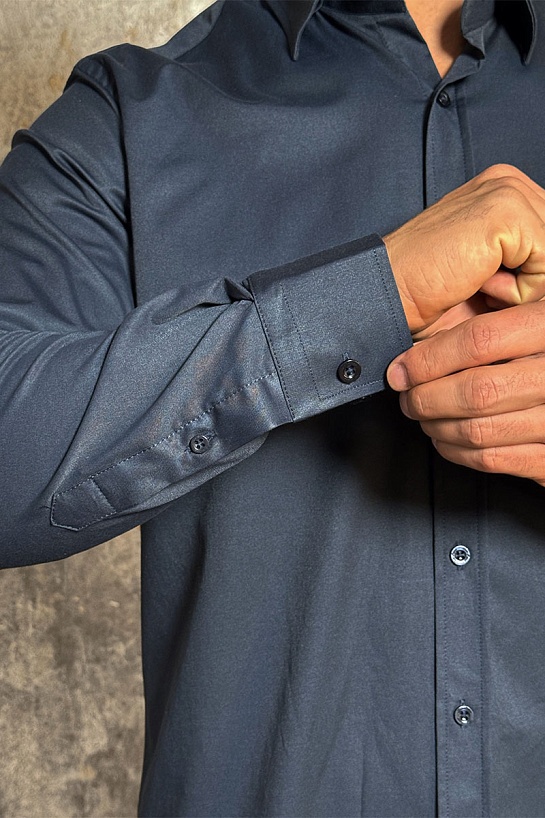 Мужская рубашка Loro Piana тёмно-синего цвета