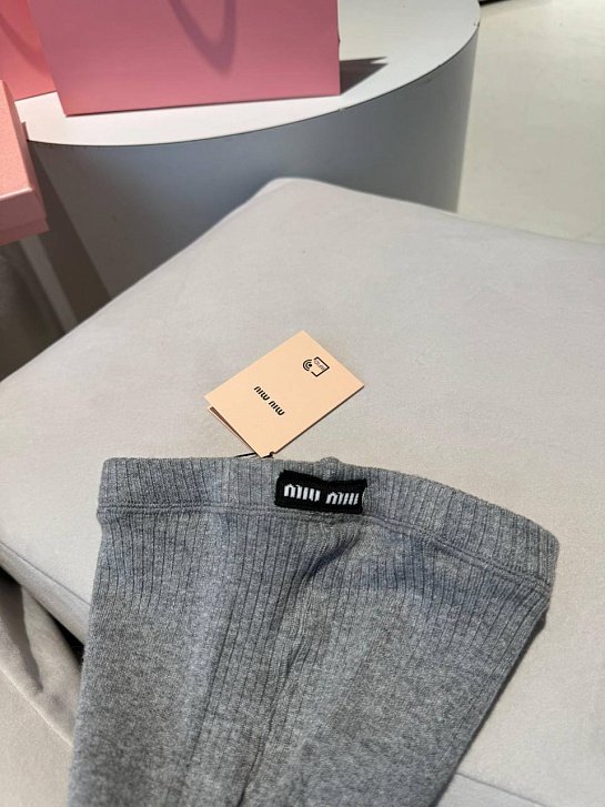 Женские кашемировые колготы MIU MIU серого цвета